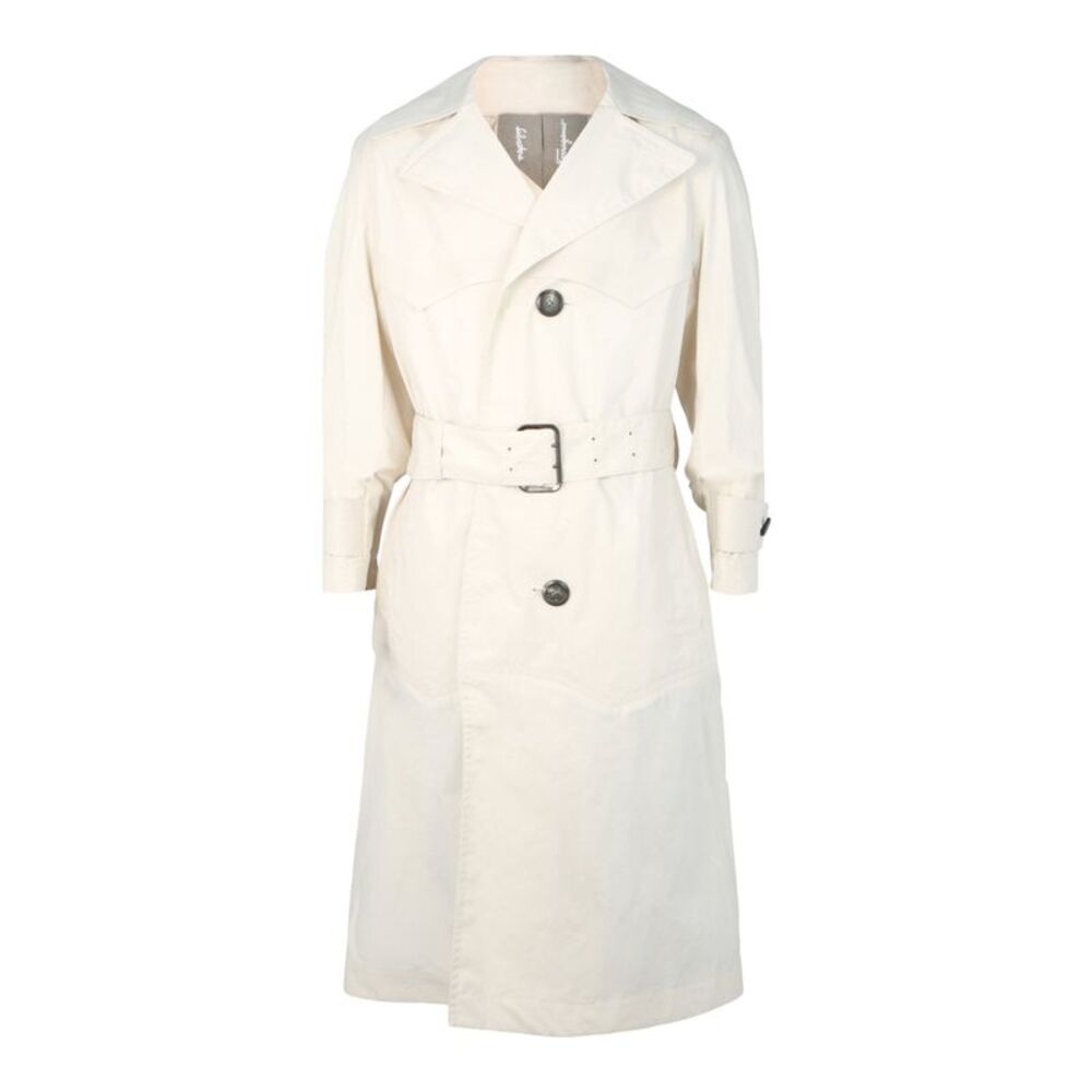 Ferragamo Cotton Trench Coat Ivory Mens